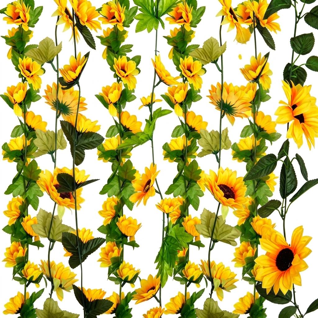 10PCS Artificial Sunflower Hanging Garland 2M Decorative Vine for Home, Wedding, Party & Garden Décor