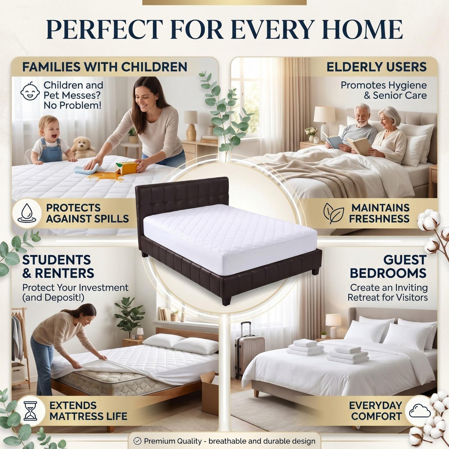 Quilted Mattress Topper Protector 30cm Extra Deep Fitted Mattress Cover Soft Breathable Mattress Pad Single Double King Super King