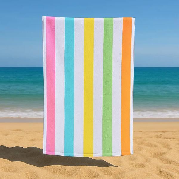 Sand Free Beach Towel Extra Large 100x200cm Kabana Stripe Quick Dry Microfibre Towel for Beach, Pool & Travel