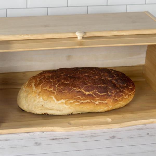 Bamboo Bread Bin Roll-Top Bread Box Wooden Kitchen Storage Bin Bread Container With Roll-Top Lid Kitchen Utensils
