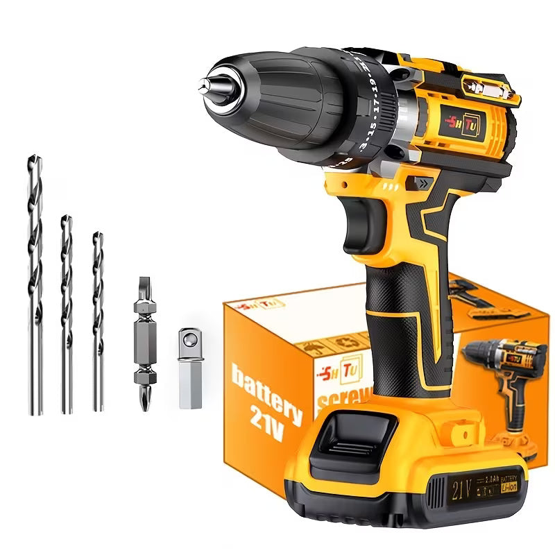 Cordless Electric Drill Set with Lithium Battery, Rechargeable Impact Drill & Screwdriver Combo Tool, Multifunctional Hand Drill for DIY, Home Repair, Craft Projects & Maintenance