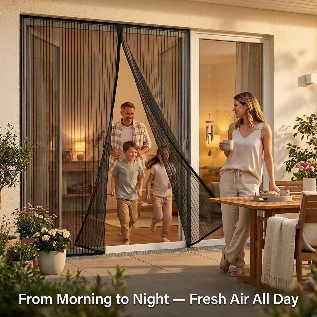 Magnetic Mesh Screen Door Curtain with Automatic Magnetic Closure, Hands-Free Bug Screen for Home, Patio & Garden Doors