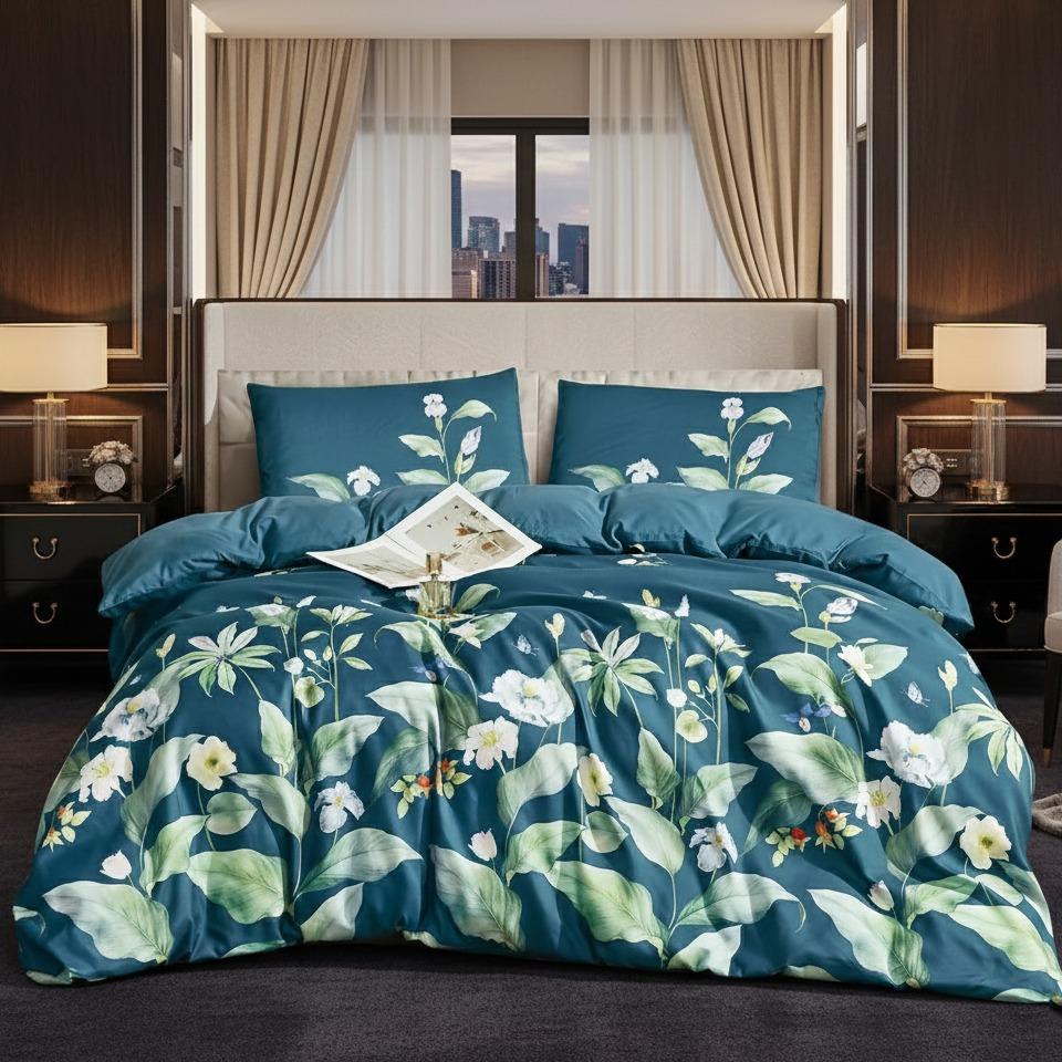 Floral Duvet Cover Set 3 Piece Double & King Size Soft Microfiber Bedding Set with 2 Pillowcases Floral Bed Linen Quilt Cover UK