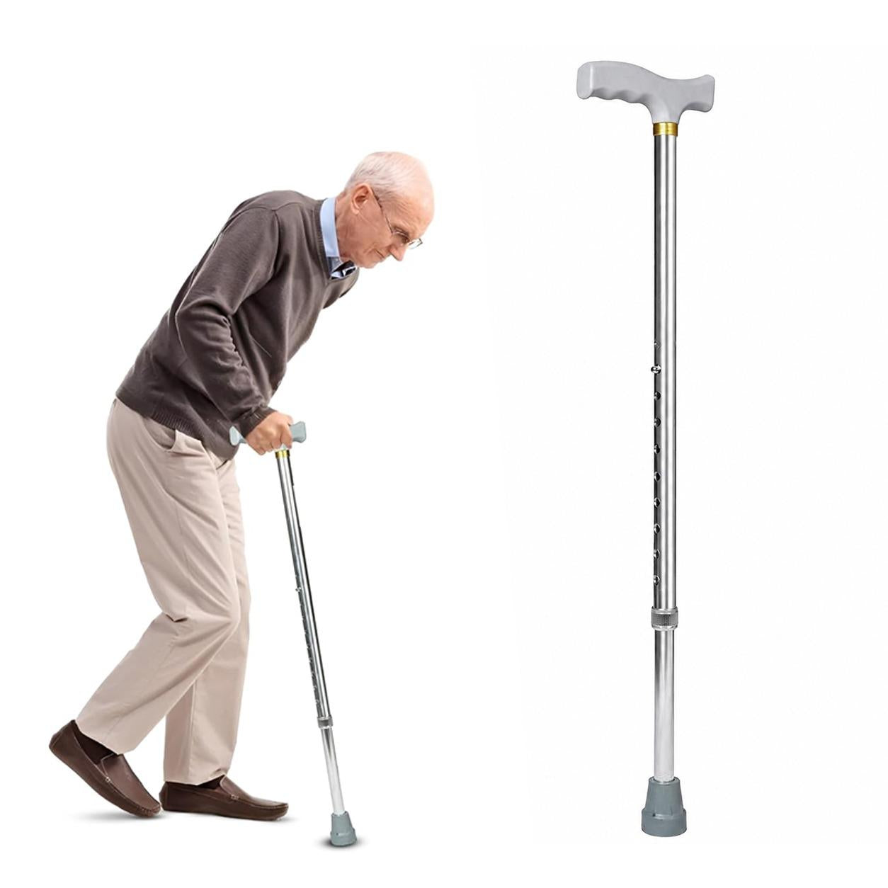 Adjustable Aluminium Walking Stick 28–38 Inch Lightweight Walking Cane with Ergonomic Handle & Anti-Slip Rubber Tip
