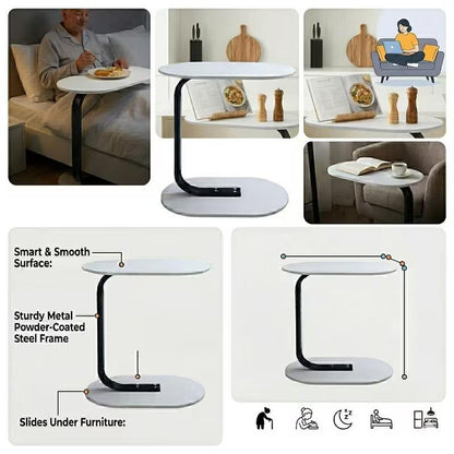 C-Shaped Sofa Side End Table Compact Coffee & Laptop Table for Living Room or Bedroom Sturdy, Space-Saving & Easy to Assemble