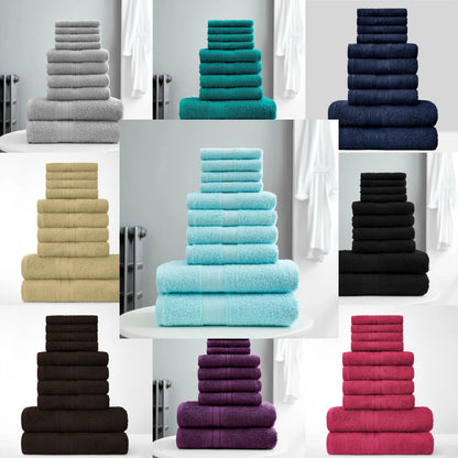 10 Pieces Premium Egyptian Cotton Towel Bale set Hotel Quality Face Hand & Bath Towels Soft & Absorbent 500GSM