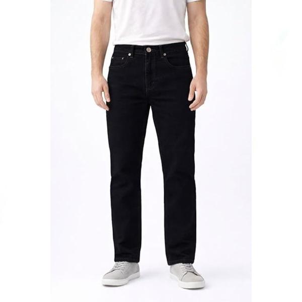 Men’s Straight Leg Jeans Comfortable & Durable Stretchy Cotton Denim with Signature Button Detail Available in Black, Navy, Light Blue Sizes W30–W40 Menswear Pants