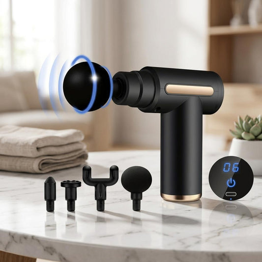 USB Rechargeable Portable Massage Gun with LED Display, Mini Deep Tissue Massager, Adjustable Speed, Low Noise, Type-C Charging, Compact Muscle Massage Device for Home, Gym & Travel