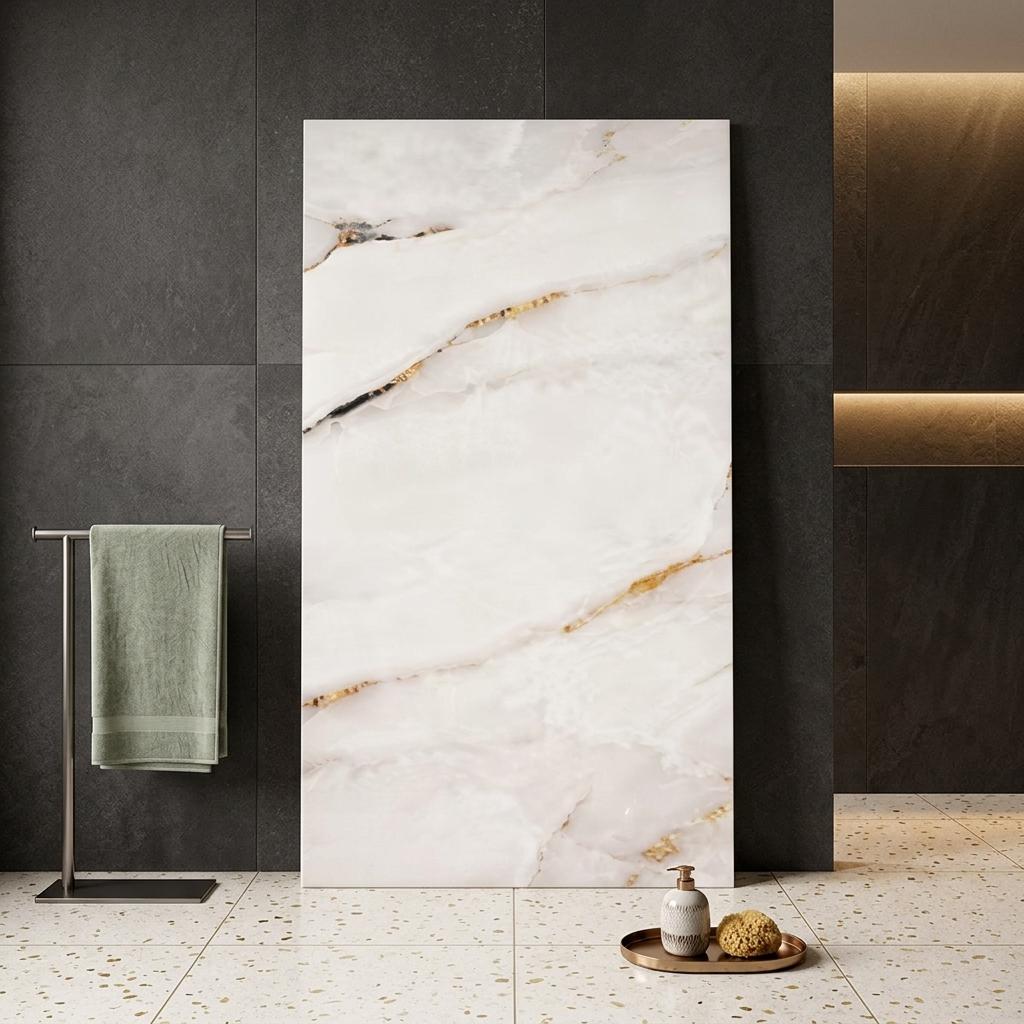 Marble Effect Waterproof Wall Tile Stickers 30cm x 60cm 10-20PCS Easy DIY PVC Peel and Stick Decor for Kitchen Bathroom Living Room