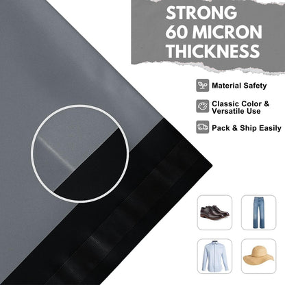50-Pack Grey Mailing Bags, Self Seal, Waterproof & Opaque Postage Bags for Clothing, Textiles & Small Business Shipping