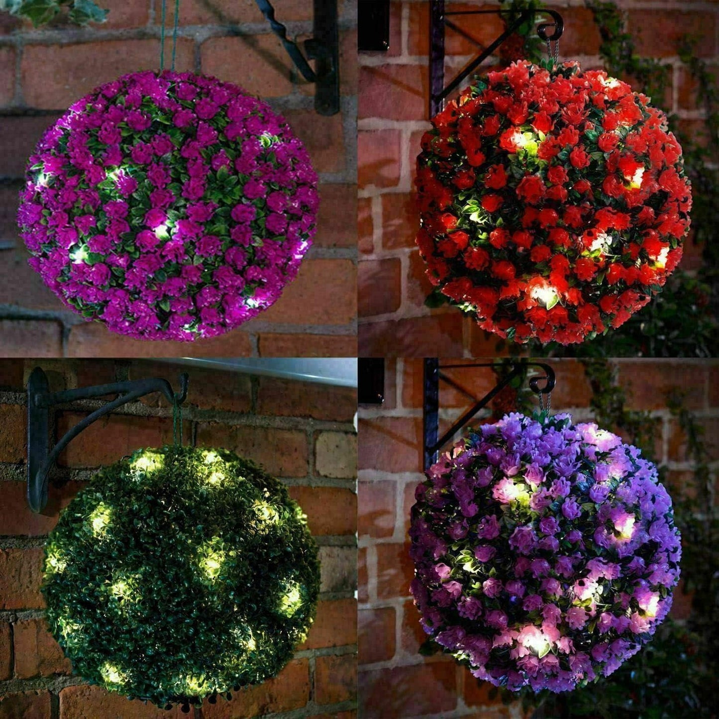 Solar Powered Topiary Ball Lights – 27cm Hanging LED Garden Ornament for Wedding, Backyard and Balcony Decor