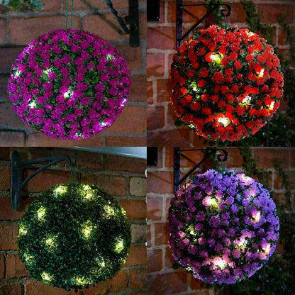 Solar Powered Topiary Ball Lights – 27cm Hanging LED Garden Ornament for Wedding, Backyard and Balcony Decor