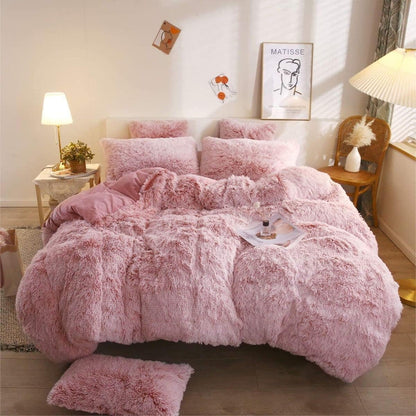 Cozy & Snuggle Bedding Set Plush Duvet Cover with Pillowcases, quilts Soft Warm for nights ( Pink )