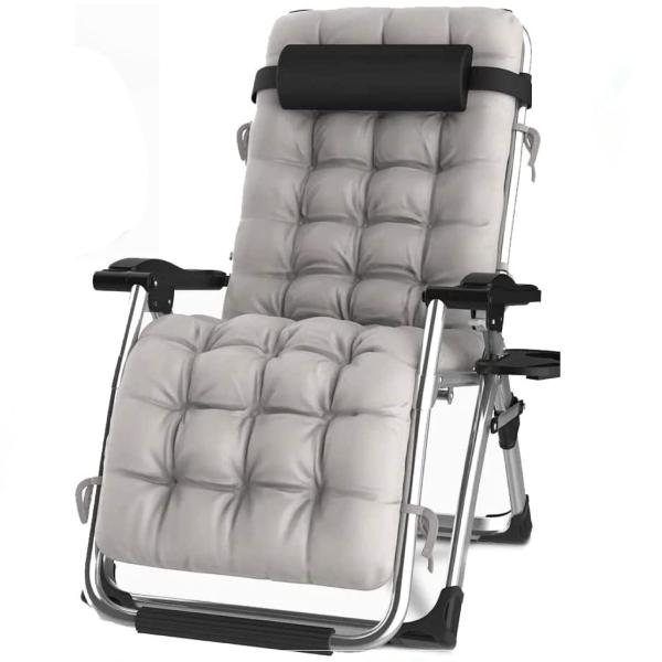 Extra Wide Gravity Chairs with cushion, 1/2  pack Deep Filled Cushions, Rust Proof, Lightweight Frame, Reclining, Includes Side Tray