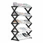 5-Tier Extendable Shoe Rack Space-Saving Adjustable Shoe Storage Organiser Size: 64 x 26 x 75 cm Black