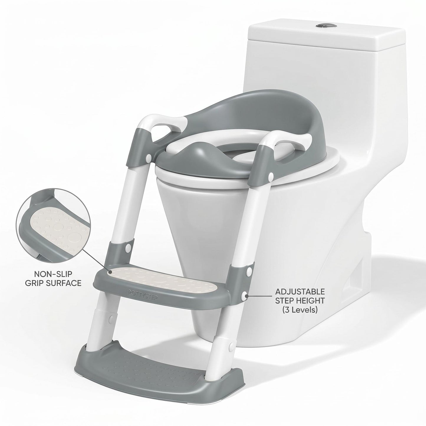 Toddler Potty Training Seat with Adjustable Ladder Steps Non-Slip Kids Toilet Training Seat Safe BPA-Free Toilet Trainer for Boys & Girls