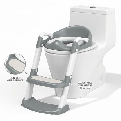 Toddler Potty Training Seat with Adjustable Ladder Steps Non-Slip Kids Toilet Training Seat Safe BPA-Free Toilet Trainer for Boys & Girls
