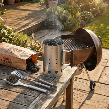 BBQ Charcoal Chimney Starter 19 x 27cm Heavy Duty Steel Charcoal Starter with Heat Resistant Handle for BBQ Grills, Smokers & Outdoor Cooking