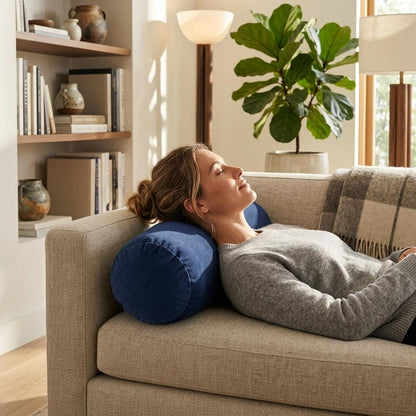Beanie Comfort Pillow Soft Mini Cushion with Carry Bag Travel Cushion for Home, Office & Car Compact Cylinder Pillow