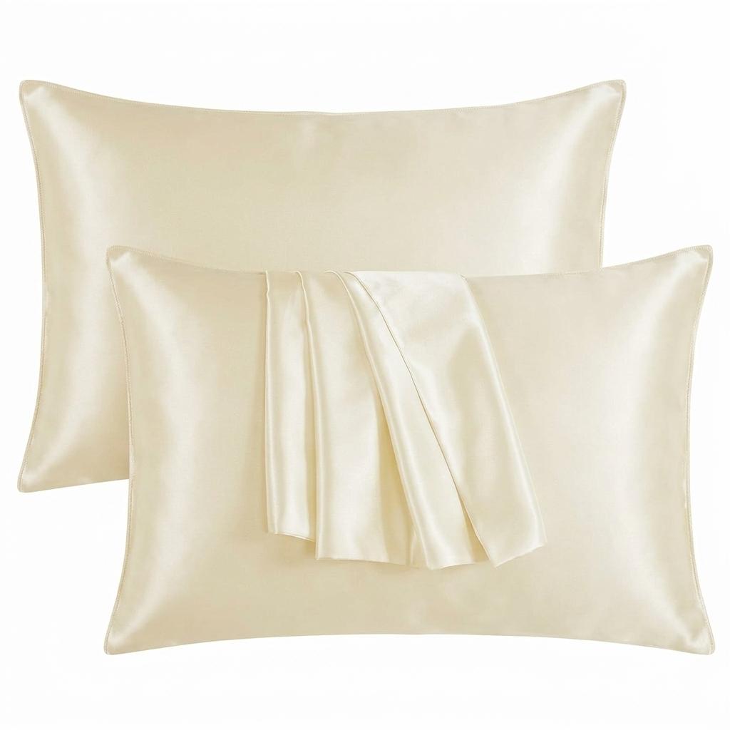 Satin Silk Pillowcases for Hair and Skin 2 Pack Standard Size 50x75cm Envelope Closure Pillow Case