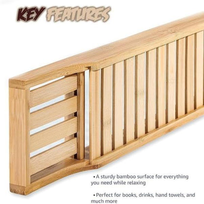 New Bamboo Bathtub Caddy Tray Bathroom Accessories Board Candle Wine Glass Book Tablet iPad & Phone Holders Bath Tub Rack Shelf Storage Organiser