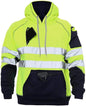 Hi Vis Viz High Visibility Jacket Hoodie Work Wear 3 Zip Hooded Pullover Sweatshirt