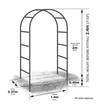 2.4M Garden Arch Trellis Metal Tubular Frame Climbing Plant Archway Arbour