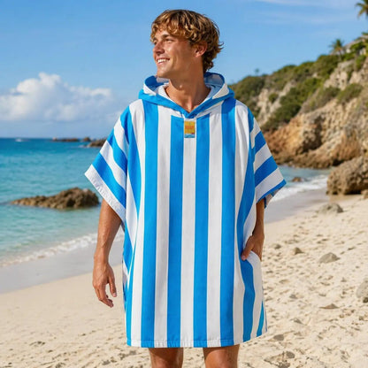 Adult Hooded Beach Towel Poncho Quick Dry Changing Robe Sand Free Lightweight Swim Cover Up 108 x 85cm for Beach Swimming Surfing Gym Camping Travel