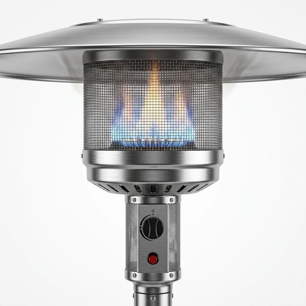 Freestanding Patio Gas Heater Modern Outdoor Garden Heater with Adjustable Heat Output, Easy Push Ignition & Weather-Resistant Finish Suitable for Patios, Terraces, Decking & Courtyards