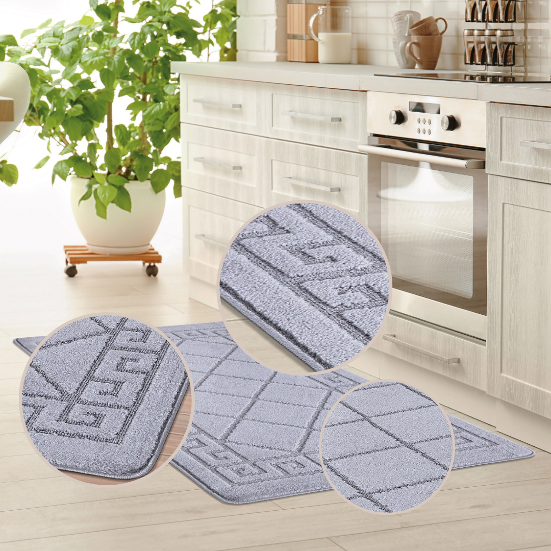 Non-Slip Geometric Gel Mat Greek Style Hallway Rug Runner Kitchen Floor Mat Size