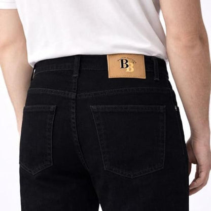 Men’s Straight Leg Jeans Comfortable & Durable Stretchy Cotton Denim with Signature Button Detail Available in Black, Navy, Light Blue Sizes W30–W40 Menswear Pants