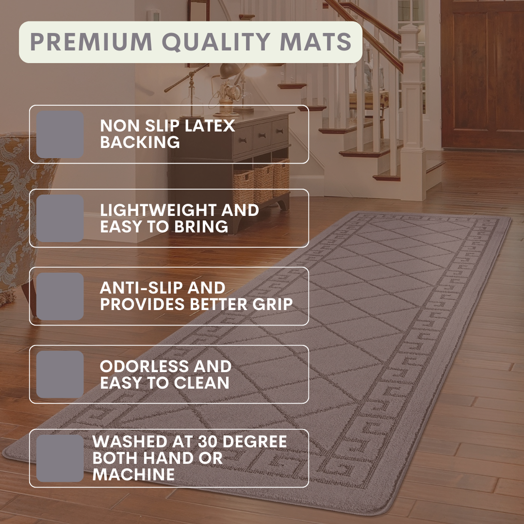 Non-Slip Geometric Gel Mat Greek Style Hallway Rug Runner Kitchen Floor Mat Size