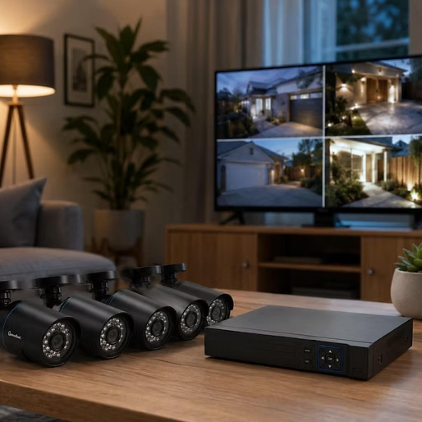 4 Camera Home CCTV System Full HD 1080P DVR Kit Outdoor Night Vision Remote Monitoring UK