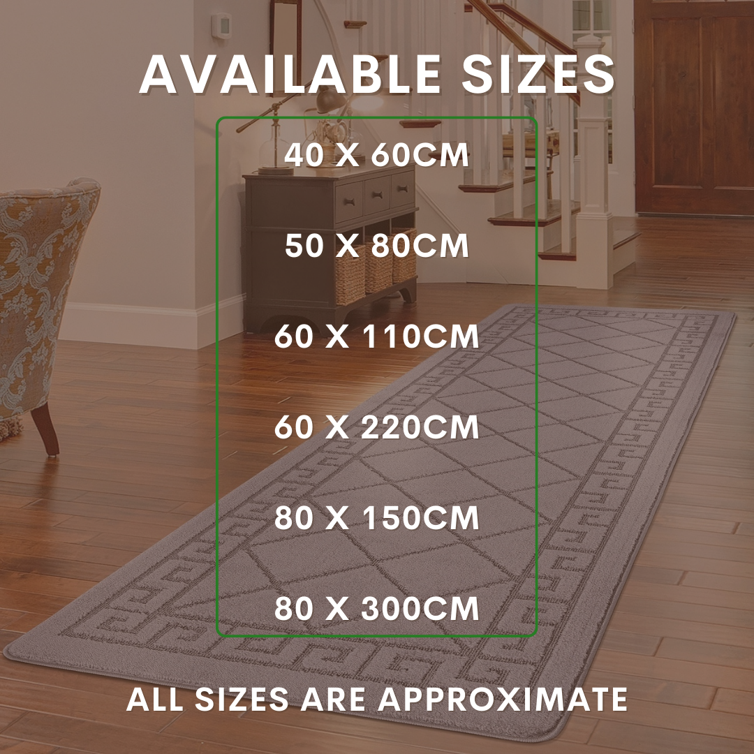 Non-Slip Geometric Gel Mat Greek Style Hallway Rug Runner Kitchen Floor Mat Size