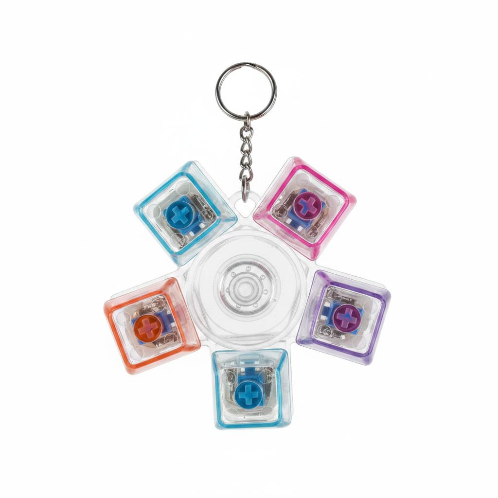 Sensory Fidget Cube Keychain Stress Relief Toy Multi Button Anti Anxiety Keyring Toy for Adults