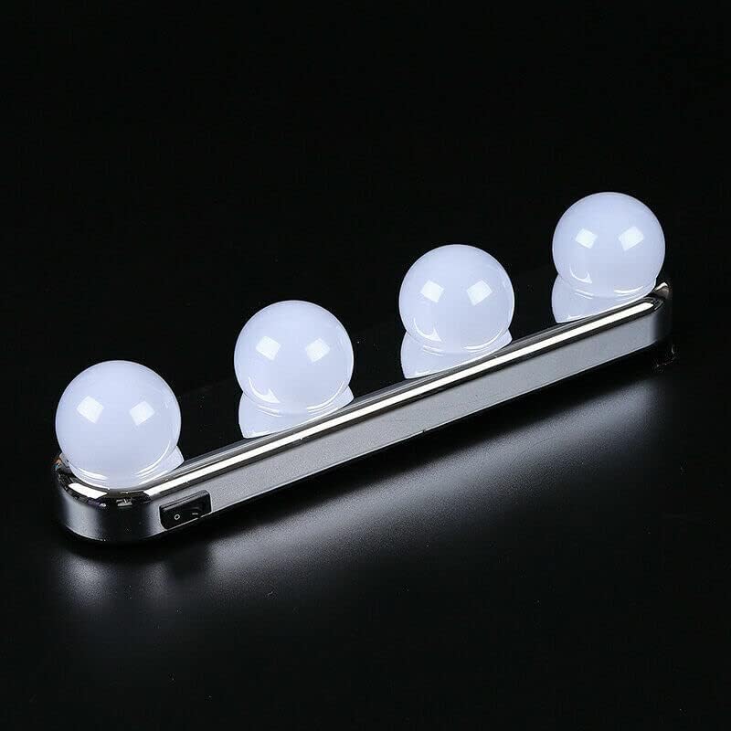 New 4 LED Make Up Mirror Studio Light Portable Cordless Vanity Super Bright 4 LED Glow Bulbs Battery Powered Suction Cups for Dressing Table Bedroom Bathroom Mirror