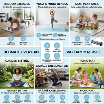 Aluminium EVA Foam Camping Mat 180x50cm – Waterproof Roll Up Sleeping Mat for Camping, Hiking & Outdoor Activities with Storage Straps