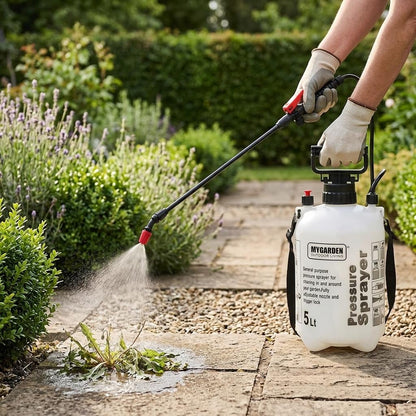 5L Pressure Garden Sprayer Pump with Long Reach Spray Wand | Hand Pump Water Sprayer for Plants, Garden Care, Fertiliser & Cleaning