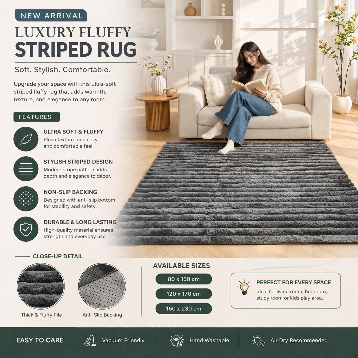 Luxury Faux Fur Rug – Soft Plush Shaggy Carpet, Carved Design Acrylic Area Rug for Living Room & Bedroom (120x170cm / 160x230cm)