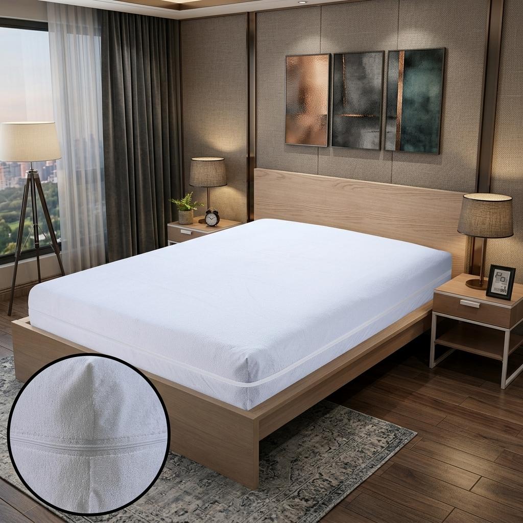 Waterproof Zipped Mattress Protector Full Encasement Mattress Cover Anti-Allergen Single Double King Super King