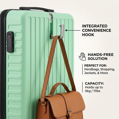 20 Inch Hard Shell Cabin Suitcase TSA Combination Lock 8 Spinner Wheels Side Hook 35L
