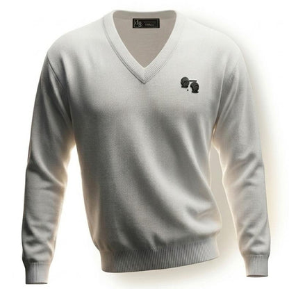 Men’s Lightweight White Sweater Bowling Golf Style Jumper Soft Knit Casual Top S–5XL Long Sleeve Breathable Fabric