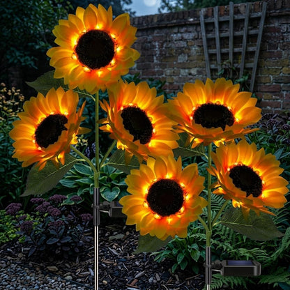 2PCS Solar Sunflower Lights Waterproof Outdoor LED Garden Stake Lights for Yard, Patio, Lawn & Pathway Decoration