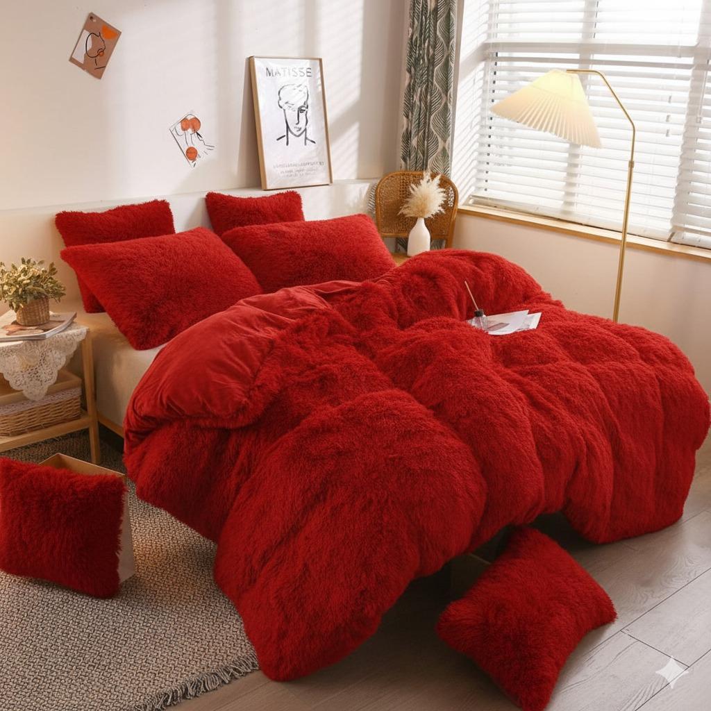 Snuggle Duvet Cover Set Warm & Cosy Bed Quilt Sherpa Fleece Bedding Set with Pillowcases Soft Fleece Duvet Cover for Winter Comfort Easy Care