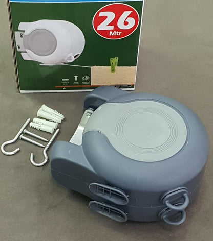 26m Dual Retractable Washing Line Wall Mounted Clothes Airer Indoor Outdoor Heavy Duty Space Saving Laundry Dryer Auto Lock System