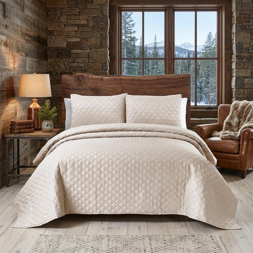 Luxury Quilted Bedspread Set Double Size 3 Piece Embossed Coverlet with Pillowcases Soft All Season Bed Cover 220x250cm
