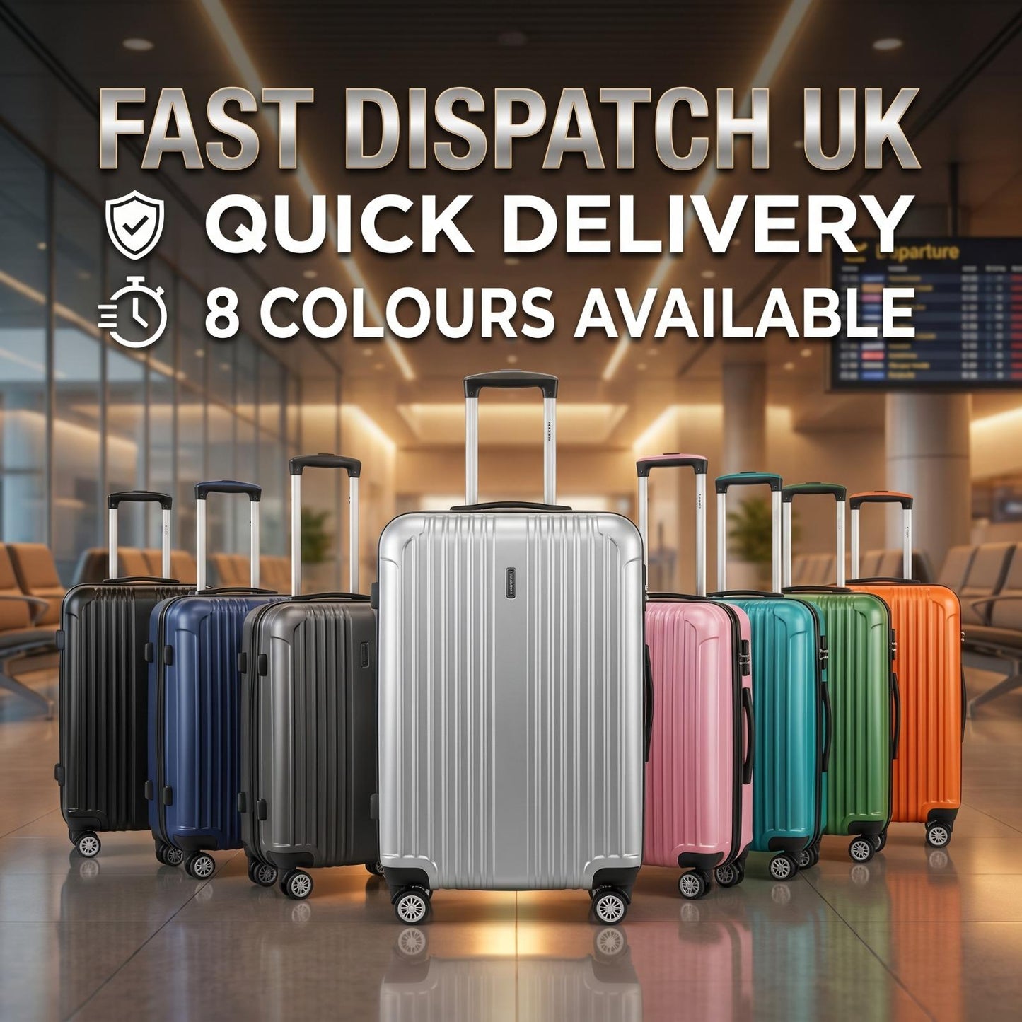3 Piece Hard Shell Luggage Set – Lightweight ABS Suitcase Set with 4 Spinner Wheels, TSA Lock & Telescopic Handle | Cabin, Medium & Large