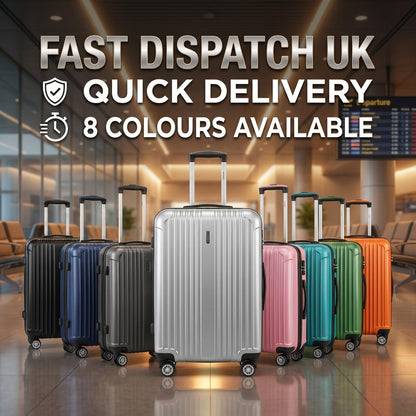 3 Piece Hard Shell Luggage Set – Lightweight ABS Suitcase Set with 4 Spinner Wheels, TSA Lock & Telescopic Handle | Cabin, Medium & Large