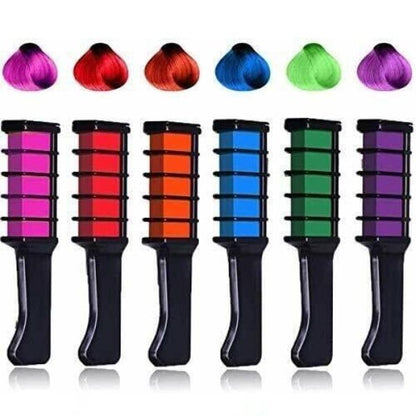 6 Pack Temporary Hair Colour Chalk Combs Washable Hair Dye Comb Set for Kids & Adults DIY Hair Colour for Parties Festivals & Cosplay