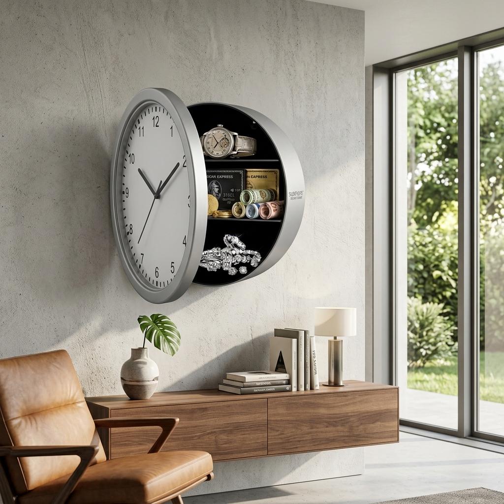 Secret Wall Clock with Hidden Storage Safe 25cm Diversion Safe Discreet Home Security Store Valuables Safely Modern Wall Clock UK